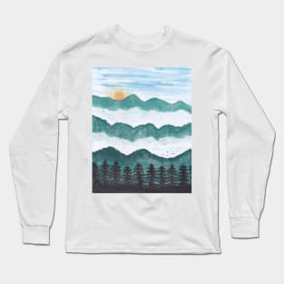 Cloudy Mountains - watercolor art Long Sleeve T-Shirt